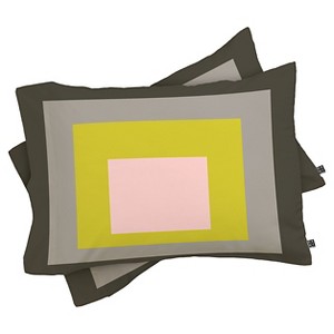 Caroline Okun Flint Standard Lightweight Pillowcase Charcoal Gray/Lime - Deny Designs - 1 of 3