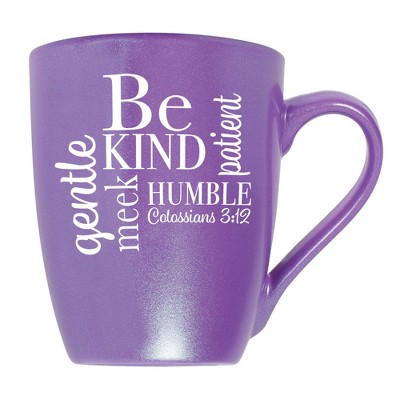 Elanze Designs Be Kind, Humble, Gentle, Meek, Patient Colossians 3:12 Passion Purple 10 ounce New Bone China Coffee Cup Mug
