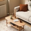 Dolonm Solid Oak Wood Coffee Table with Storage Shelf, Low Table for Living Room - 2 of 4