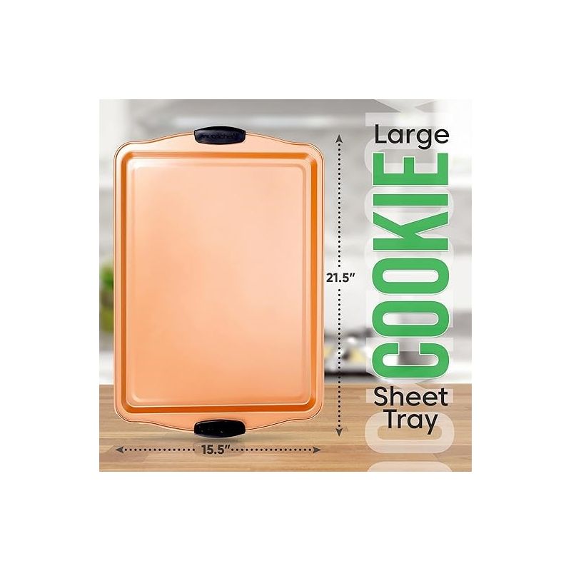 NutriChef Large Cookie Sheet - Commercial Grade Restaurant Quality Metal Bakeware (Copper), 2 of 7