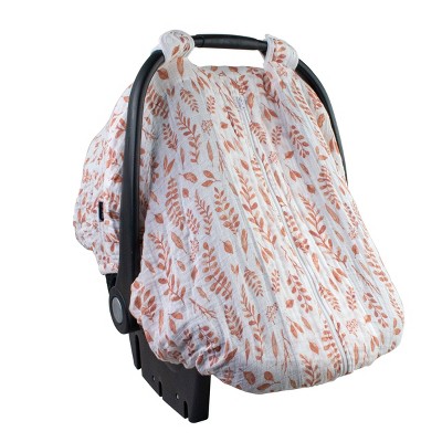Image of Bebe au Lait Muslin Car Seat Cover - Pink Leaves