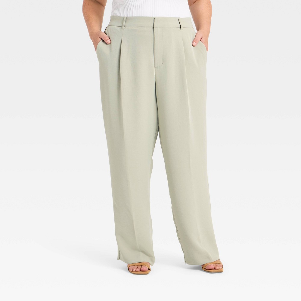Women's Signature Crepe Essential Trouser - A New Day™ Light Green 20