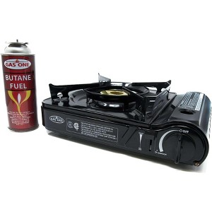GasOne Dual Spiral Flame 11,000 BTU Portable Gas Stove with Heavy Duty Clear Carrying Case CSA Listed, Black, GS-3800DF - 1 of 1
