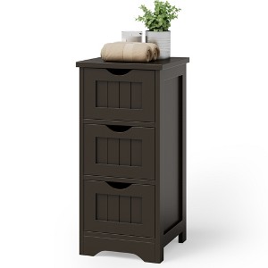 Costway Bathroom Floor Cabinet Freestanding Storage Organizer w/ 3 Drawers - 1 of 4