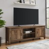 70" MDF 2-Door Grooved Modern Farmhouse TV Stand with Adjustable Shelves and Cord Management for Living Room and Bedroom - 3 of 4