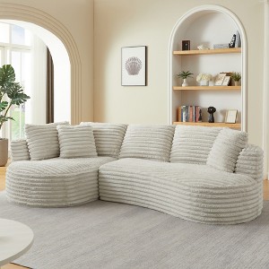 120.9" Oversized Chenille Tufted Curved L-Shaped Modular Sectional Sofa with Left Arm Chaise Lounge, No Assembly Required - 1 of 4