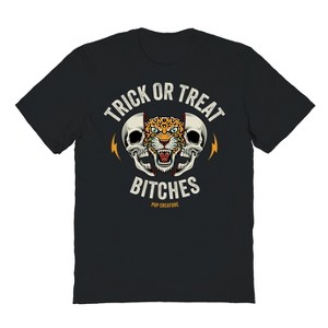 Pop Creature Men's Trick Or Treat Halloween Short Sleeve Graphic Cotton T-Shirt - Black 3X - 1 of 3