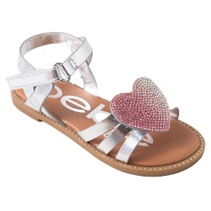 bebe Girls' Sandals - Kids' Open Toe Summer Shoes, Perfect Flat Sandals for Girls with Rhinestone (Little Girl/Big Girl) - 1 of 4