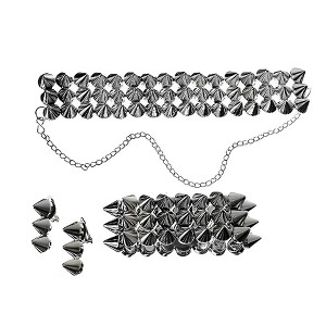 Forum Novelties Metallic Stud Bracelet, Choker, Earrings Costume Set - 1 of 4
