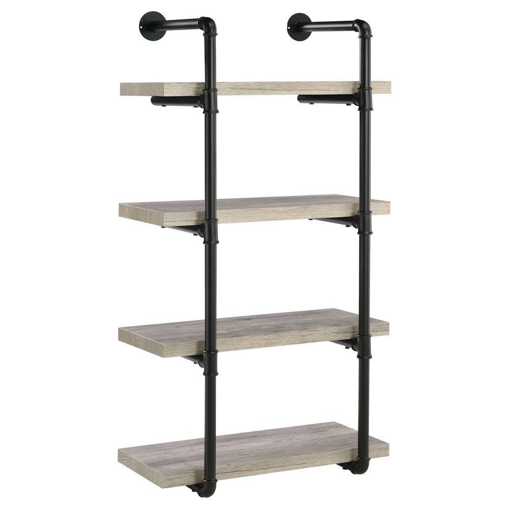 Photos - Kids Furniture 24" Elmcrest 4 Shelf Wall Bookcase with Black Frame Gray Driftwood - Coast