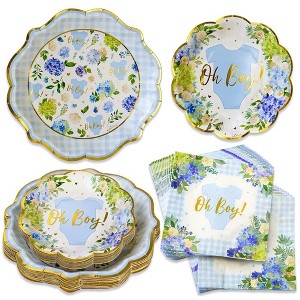 Kate Aspen Floral & Gingham Baby Shower Onesie Tableware Set - 1 of 4