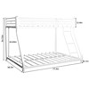VASIP Twin Over Full Metal Bunk Bed with Ladder, Heavy Duty Frame & Full-Length Guardrail for Teens and Adults,White - 2 of 4