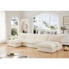 NicBex Couches for Living Room U-Shaped 4 Seater Deep Seat Armless Sofa Free Combination Corduroy Upholstered Slipcovered Sofa with Ottomans, Cream - 2 of 4
