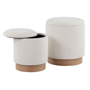 Sapphtopaz Modern Nesting Ottoman with Storage Upholstered Versatile Storage Ottoman Vanity Stool for Living Room,Bedroom - 1 of 4