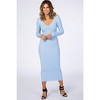 PinkBlush Light Blue V-Neck Long Sleeve Fitted Maternity Maxi Dress - 4 of 4