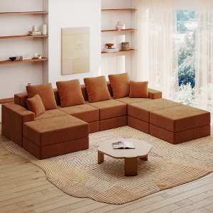 GYIIYUO 128" Oversize Modular Sectional Sofa, Modern U-Shape Sectional Couch, Upholstered Couches for Living Room Bedroom, No Assembly Require - 1 of 4