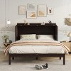 Queen Size Pine Wood Murphy Bed with Rattan Panel and Built-In Charging Ports,Cabinet Bed for Small Spaces-The Pop Home - 2 of 4