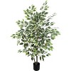 MaseiKar Artificial Ficus Tree - 4 FT Tall Silk Fake Tree with Pot - Lifelike Foliage & Branches for Indoor/Outdoor Decor - 3 of 4