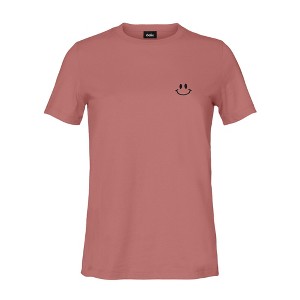 Dalix Smile Face Embroidered Soft Cotton Short Sleeve T Shirt Womens - 1 of 4