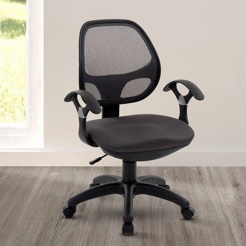 Techni Mobili Black Mesh Task Office Chair with Flip Up Arms