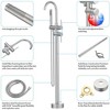 Floor Mount Bathtub Faucet Freestanding Tub Filler Standing High Flow Shower Faucets with Handheld Shower Mixer Taps Swivel Spout - 4 of 4