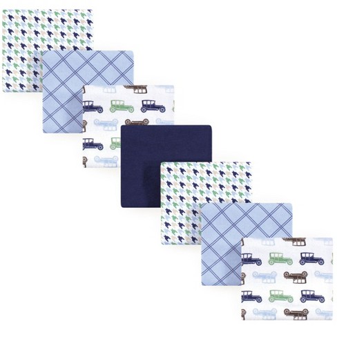 Hudson Baby Infant Boy Cotton Flannel Receiving Blankets Bundle, Blue Cars, One Size - image 1 of 1