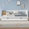 Twin Size Platform Bed with Guardrail and Trundle-ModernLuxe - 2 of 4