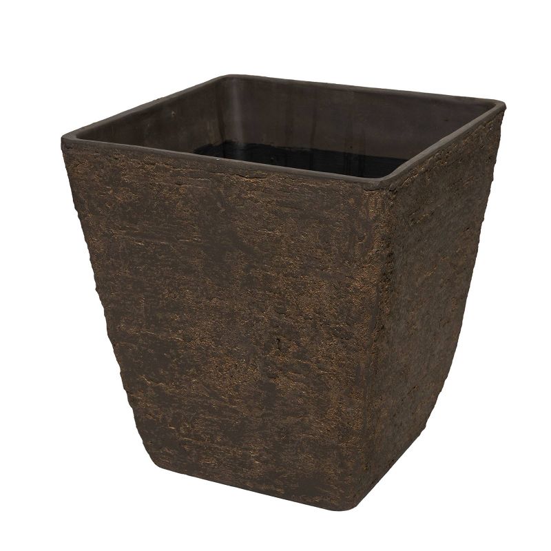 Set of 2 Resin Indoor/Outdoor Squared Planters Brown - Alpine Corporation, 3 of 7
