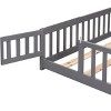 Okak Solid Wood Bed Frame Twin Size, Floor Bed Frame with Safety Rails & Slat Support, Kids Bed for Bedroom - 4 of 4