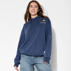 Women's Leaves Graphic T-Shirt - Navy Blue - 1 of 3