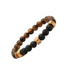 Steeltime Men's tiger eye and black lava beaded stainless steel bracelet. Color Options: Silver, Gold - 2 of 4