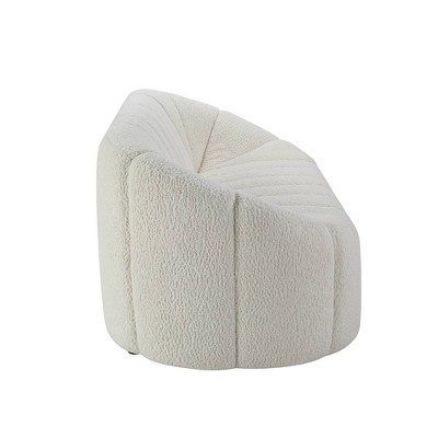 84" White Tufted Faux Shearling Sofa with Wood Frame