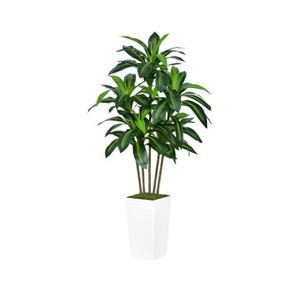 Aoibox Artificial Dracaena Tree with White Planter - Faux Tropical Yucca Floor Plant in Pot - Silk Tree for Home Office Living Room Decor Indoor - 1 of 4