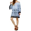Women's Embroidered Off the Shoulder Tassel Dress - Velzera - 3 of 3