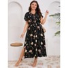 Coolmee Women's Plus Size Summer Dress Tie Belt Work Polo Dress Business Casual Button Down Maxi Dresses - 3 of 4