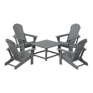 WestinTrends Malibu 5-Piece HDPE Adirondack Chair Outdoor Patio Square Table Conversation Set - 1 of 4