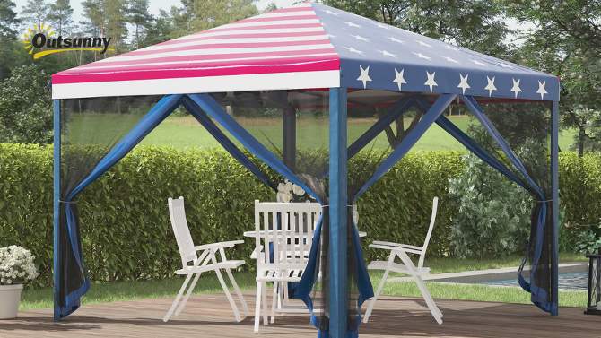 Outsunny 10' x 10' Heavy Duty Pop Up Canopy with Removable Mesh Sidewall Netting, Easy Setup Design, Outdoor Party Event with Storage Bag, 2 of 11, play video