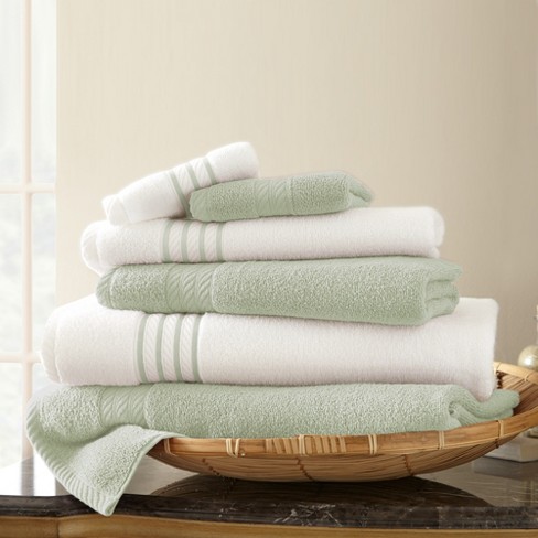 Home Cotton, Striped Hand Towel Set 13 X 30 Inches Decorative Lux