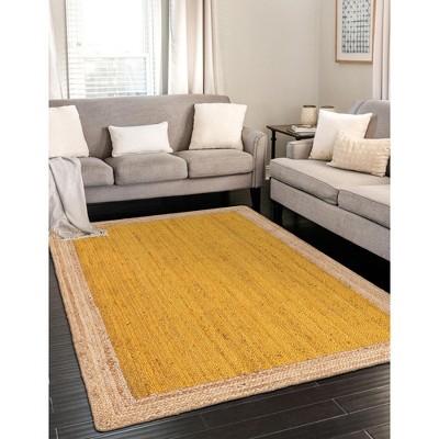 Handmade Yellow Braided Jute Rectangular Area Rug
