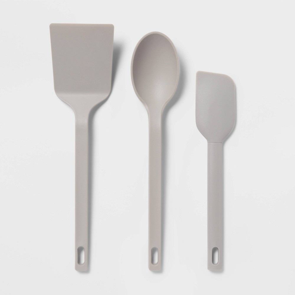 3pc Nylon Kitchen Utensil Set Turner Spoon Spatula Gray - Room Essentialsâ„¢