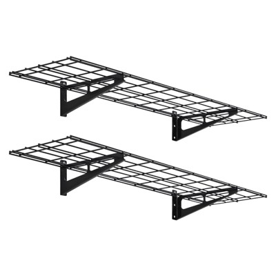 2-Pack Garage Wall Shelves,Heavy Duty Floating Shelves, 150 Lbs Load Capacity Wall Mounted Garage Tool Organizer, Ideal for Shed, Black