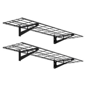 2-Pack Garage Wall Shelves,Heavy Duty Floating Shelves, 150 Lbs Load Capacity Wall Mounted Garage Tool Organizer, Ideal for Shed, Black - 1 of 4