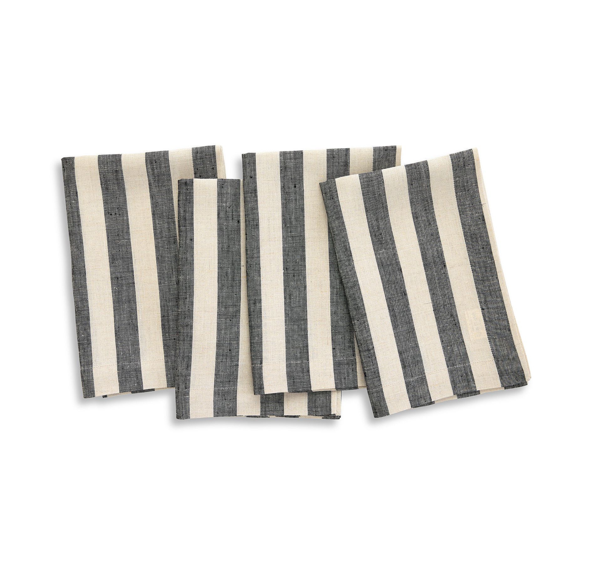 Solino Home Linen Dinner Napkins Set of 4 for Dining Table, Holiday and Everyday Table Decor - Sorrento Stripe, 20" x 20"