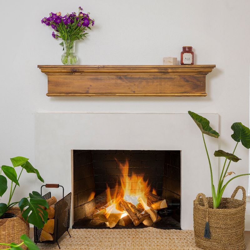 Barton 48" Vintage Ash Floating Vintage Wood Fireplace Mantel Wall Shelf Beam, 3 of 7