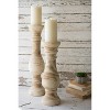 Hand-Carved Wooden Candle Stands, Natural Finish, Farmhouse Style, Set of Two by Kalalou - 3 of 3