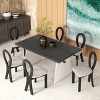 7 PCS Dining Set with Space-Saving Design, Trestle Base Table and 6 Mermaid-Back Chairs, Upholstered Chair with Polyester Cushion-Baofuwish - 2 of 4