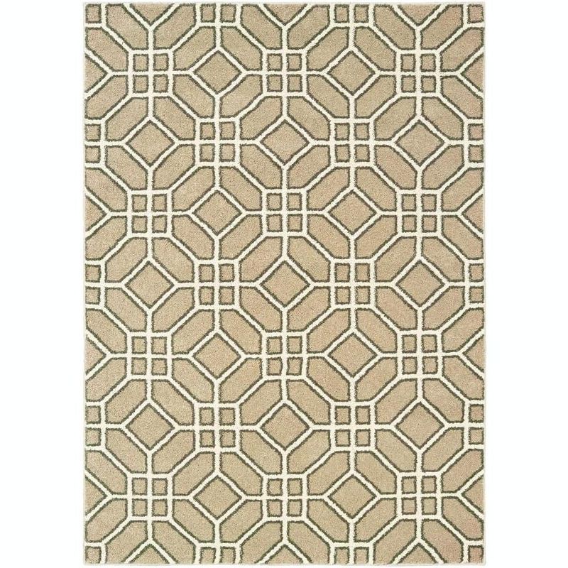 Oriental Weavers Carson Collection Fabric Sand/Ivory Geometric Pattern- Living Room, Bedroom, Home Office Area Rug, 2' X 3', 1 of 2