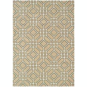 Oriental Weavers Pasargad Home Carson Collection Fabric Sand/Ivory Geometric Pattern- Living Room, Bedroom, Home Office Area Rug, 2' 3" X 7' 6"