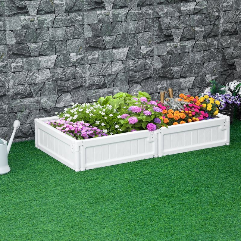 Outsunny 48" x 24" x 8" Raised Garden Bed Kit, Raised Planter Box Above Ground Graden for Flowers/Herb/Vegetables Outdoor Backyard with Easy Assembly, 2 of 7