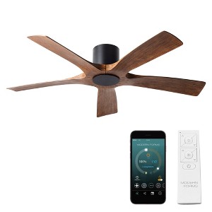 Modern Forms Aviator 5-Blade Smart Flush Mount Ceiling Fan in Matte Black/Distressed Koa - 1 of 4